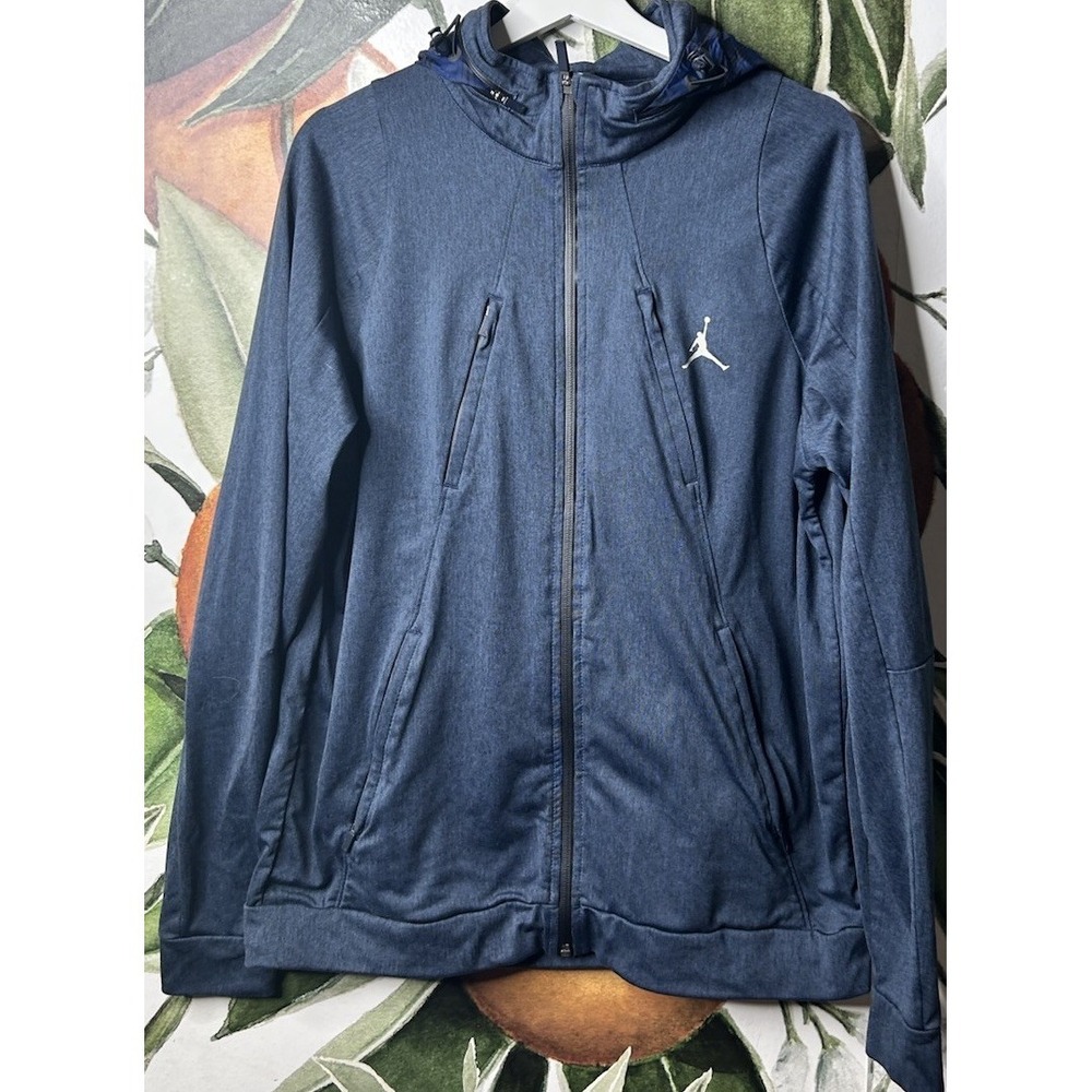 Nike Air Jordan Flight Jacket Mens Large Blue Hooded Windbreaker 724494